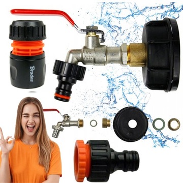 KRAN 1/2 do ZBIORNIKÓW 1000l IBC ADAPTER MAUSER MAUZER zawór + ZŁĄCZKI
