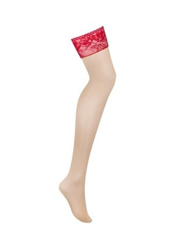 Pikantne seksowne czerwone pończochy kuszący prezent rajstopy -Lacelove M/L