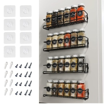 ПОДВЕСНОЙ ДЕРЖАТЕЛЬ ДЛЯ СПЕЦИЙ ПОЛКА ДЛЯ ХРАНЕНИЯ ЧЕРНАЯ 4 ШТ.