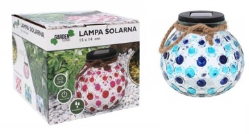 LAMPA SOLARNA KOLOROWA DEKORACYJNA OGRODOWA SZKŁO