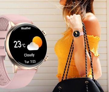 Женские умные часы AMOLED POLSKIE MENU HK39 39 мм золотые