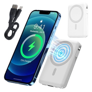 MAGSAFE INDUKCYJNA POWER BANK 10000mAh PD 22.5W USB-C + Apple lighting 2w1