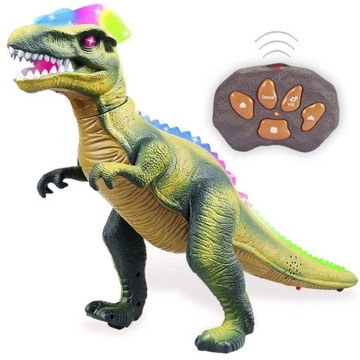 WIELKI WALCZĄCY DINOZAUR STEROWANY PILOTEM T-REX CHODZI RYCZY ŚWIECI TAŃCZY