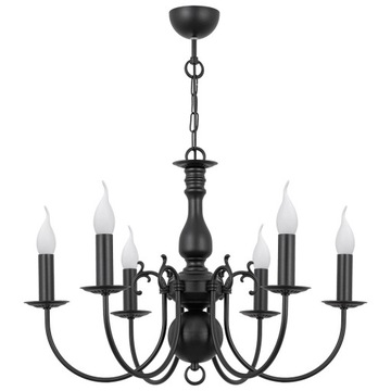 Czarny żyrandol świecznikowy 6 MARIA CZARNA elegancka lampa sufitowa