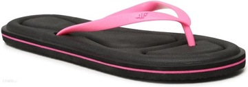 JAPONKI 4F DAMSKIE klapki lekkie na lato buty basenowe czarny róż F067 r.38
