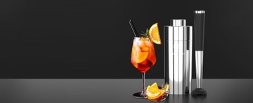Zestaw barmański do drinków shaker tłuczek nalewaki miarka sitko | srebrny