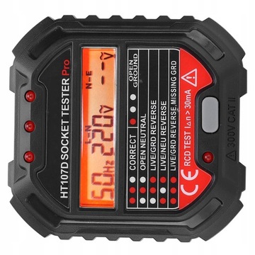 HT107D ЦИФРОВОЙ ТЕСТЕР РОЗЕТОК ЭЛЕКТРИЧЕСКИЙ ТЕСТЕР