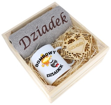 SUPER PREZENT DLA DZIADKA RĘCZNIK + KUBEK SKRZYNKA