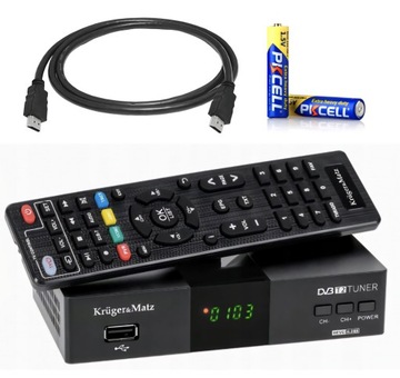 Tuner dekoder DVB-T HEVC Kruger&Matz H.265 KM0550D + KABEL HDMI 1,2m
