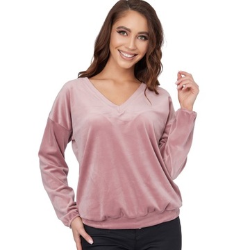 032_ XXL/44 _WELUROWA BLUZKA ,BLUZA W SEREK