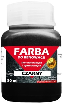 RENOWACJA SKÓRY TAPICERKI LAKIER FARBA 30ml CZARNA