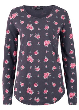 36/38 Bonprix bpc Shirt bawełniany z długim rękawem i nadrukiem yya