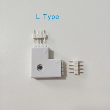 Złączka L kątowa do taśm LED RGB 4PIN 10mm PLASTIK
