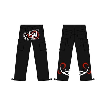 Y2k Cargo Pants Men Harajuku Rock Baggy Pants Blac