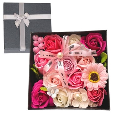 Róże mydlane kwiaty pachnące flower box na prezent