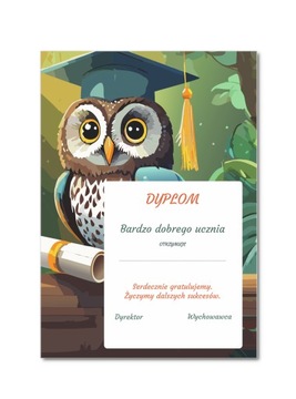 Dyplom dla bardzo dobrego ucznia na koniec roku sztywny papier A4