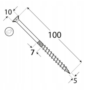 СТОЛЯРНЫЕ ВИНТЫ ПО ДЕРЕВУ CS 5x100 TORX С КОНТР-ГОЛОВКОЙ DOMAX 100 ШТ.