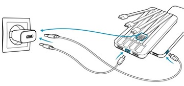 Power Bank 10000 мАч USB-C Lightning microUSB