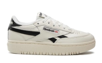 REEBOK CLUB C DOUBLE BUTY SPORTOWE DAMSKIE ZE SKÓRĄ BIAŁO CZARNE 38,5 3R5G6