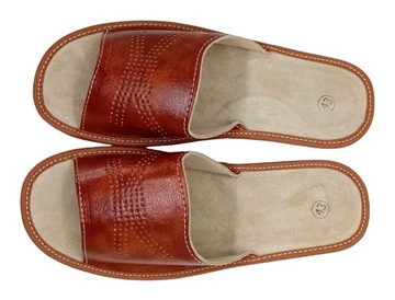 laczki pantofle ciapy domowe kapcie męskie skóra odkryte brązowy r 46