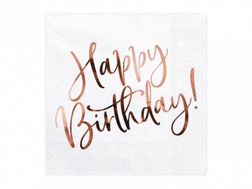 SERWETKI urodzinowe HAPPY BIRTHDAY złoty róż