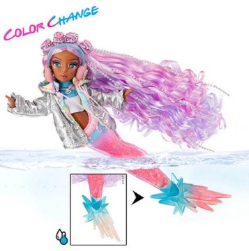 КУКЛА РУСАЛКА МЕНЯЕТ ЦВЕТ РУСАЛКА ЗИМНИЕ ВОЛНЫ ГАРМОНИКА 35 СМ АКСЕССУАРЫ