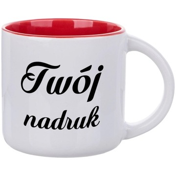 DUŻY KUBEK Z CZERWONYM WNĘTRZEM Z TWOIM NADRUKIEM - ZDJĘCIE, GRAFIKA, TEKST