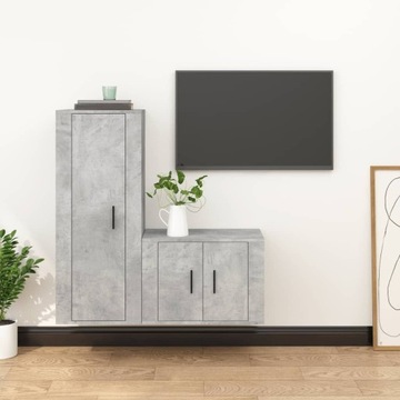Комплект из 2-х тумб под ТВ, серый бетон, материал дерево
