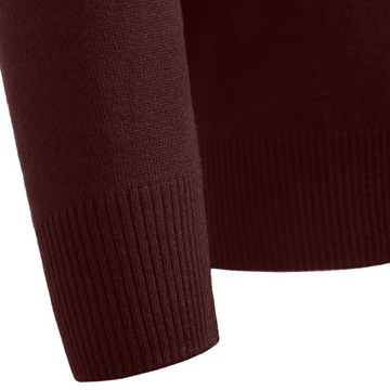 Klasyczny GOLF sweter męski elegancki gładki BORDOWY L
