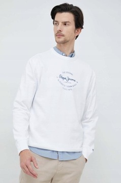 Pepe Jeans nef Z OKRĄGŁYM DEKOLTEM BLUZA BIAŁA LOGO L NH4