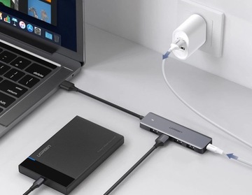 АДАПТЕР UGREEN USB HUB 4 В 1 НА 4X USB 3.0 + СЕРЫЙ КАБЕЛЬ USB-C 15 СМ £ 5