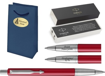 PARKER DŁUGOPIS VECTOR CZERWONY GRAWER TOREBKA