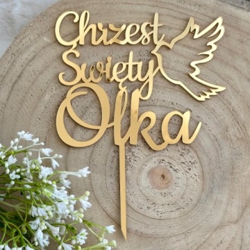 Крещение любым именем Крещение Голубь Топпер Имя Золотой ПЛЕКСИ 14см