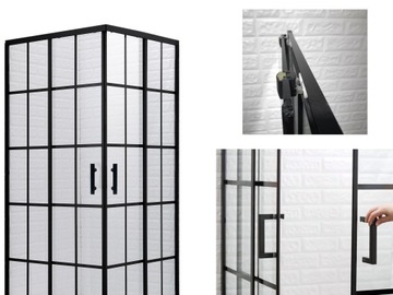 Kabina prysznicowa kwadratowa 90x90 BLACK brodzik 2x szprosy syfon