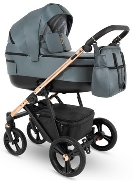 CAMARELO BELAGIO NOWOCZESNY WÓZEK DZIECIĘCY 3w1| Zielony 07 Rose Gold STEAŻ