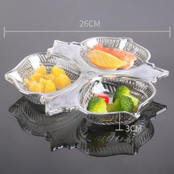 Декоративная тарелка для закусок, 3 отделения, прозрачная.