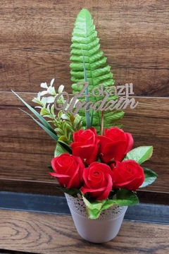 Мыльные цветы букет красных роз ПОДАРОК ​​на ДЕНЬ БАБУШКИ И ДЕЖДЫ