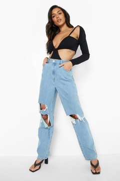 Женское черное приталенное боди Boohoo L