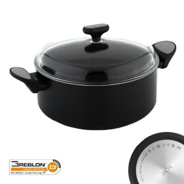 Garnek 28cm z Pokrywką Salto Silver 7L z Powłoką Greblon C 3+ NOIS