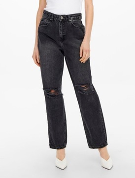 B4E101 CZARNE SPODNIE JEANSOWE Z DZIURAMI ONLY 27/32