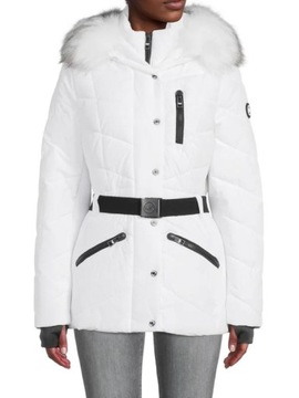 Michael Kors damska kurtka zimowa z paskiem biała S