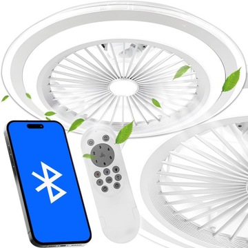 WENTYLATOR SUFITOWY WIATRAK PLAFON LAMPA LED 51 CM DUŻY APLIKACJA BLUETOOTH