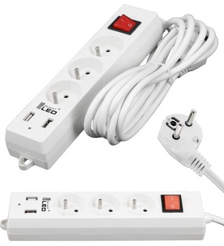 Przedłużacz listwa zasilająca 3 metry 3x230V 2XUSB