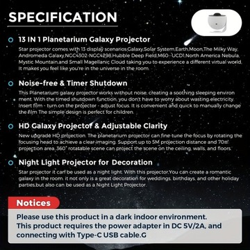 1 шт. 13 в 1 звездный проектор, ночник, проектор Galaxy,