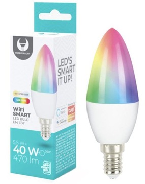 Żarówka LED E14 kolorowa RGB+CCT 5,5W aplikacja