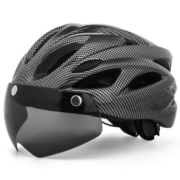 Kask rowerowy ochronny EPS z wizjerem, tylne światło LED EUTOUR