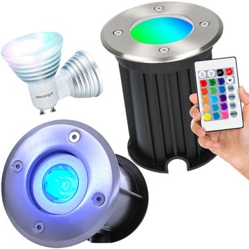 LAMPA OPRAWA LED NAJAZDOWA GRUNTOWA GU10 KOLOROWA ŻARÓWKA RGB SMART PILOT