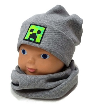 komplet MINECRAFT* CZAPKA KOMIN * bawełna * 54/58