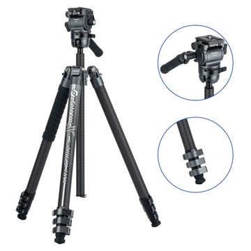 Wysoki Węglowy Statyw z Funkcją Monopodu Fotopro X-Airfly Max Video - szary