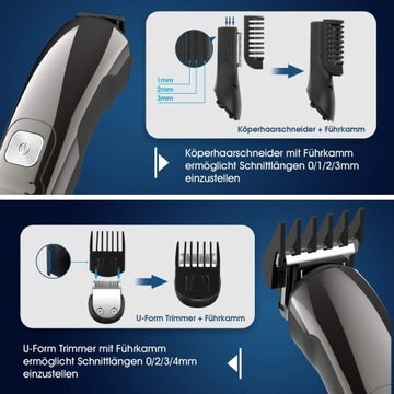 MASZYNKA DO STRZYŻENIA TRYMER WODODPORNA DO BRODY WŁOSÓW BARBER USB 11W1